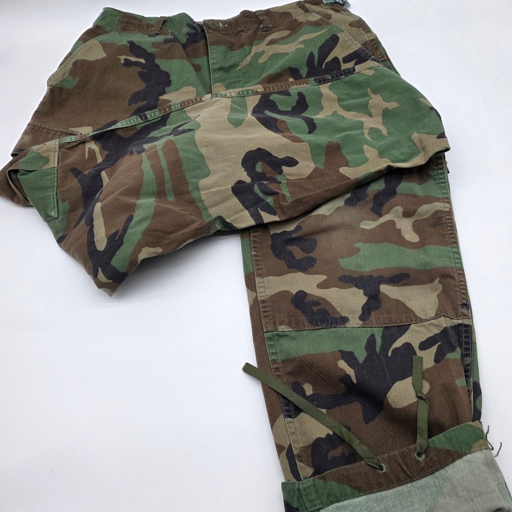 Military Cargo Pant Men 32x29 Green Camo Woodland BDU Combat Double Knee Utility